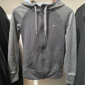 Nike Zip Grey Hoodie w/Thumb Holes, Size Small